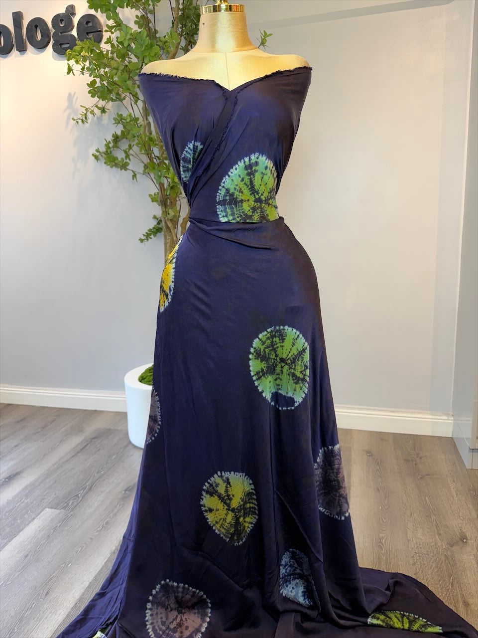 Dark Army Patterned Adire Silk