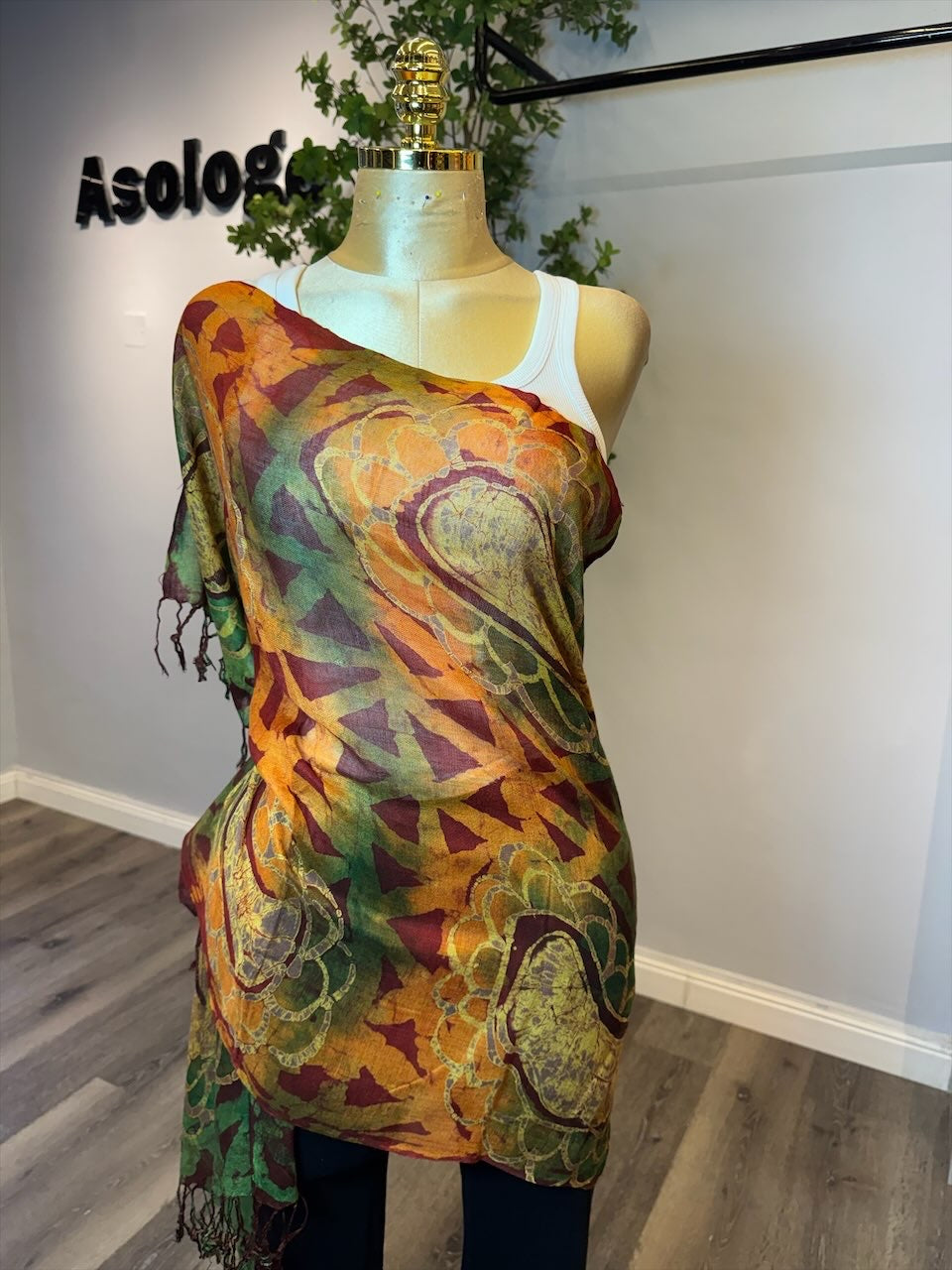 Yellow flow Adire Scarf