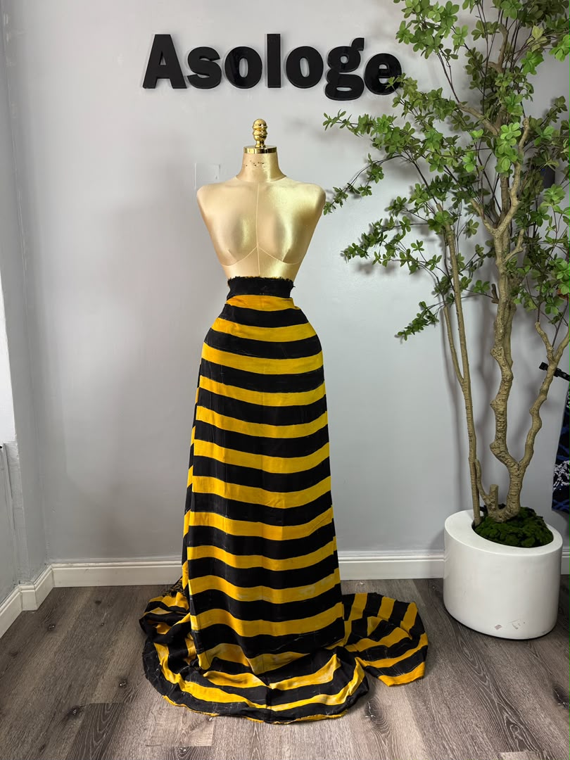 Adire cotton yellow stripes