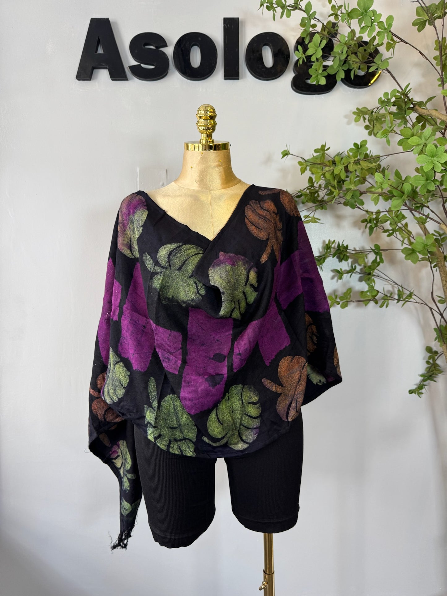 Purple flower Adire Scarf