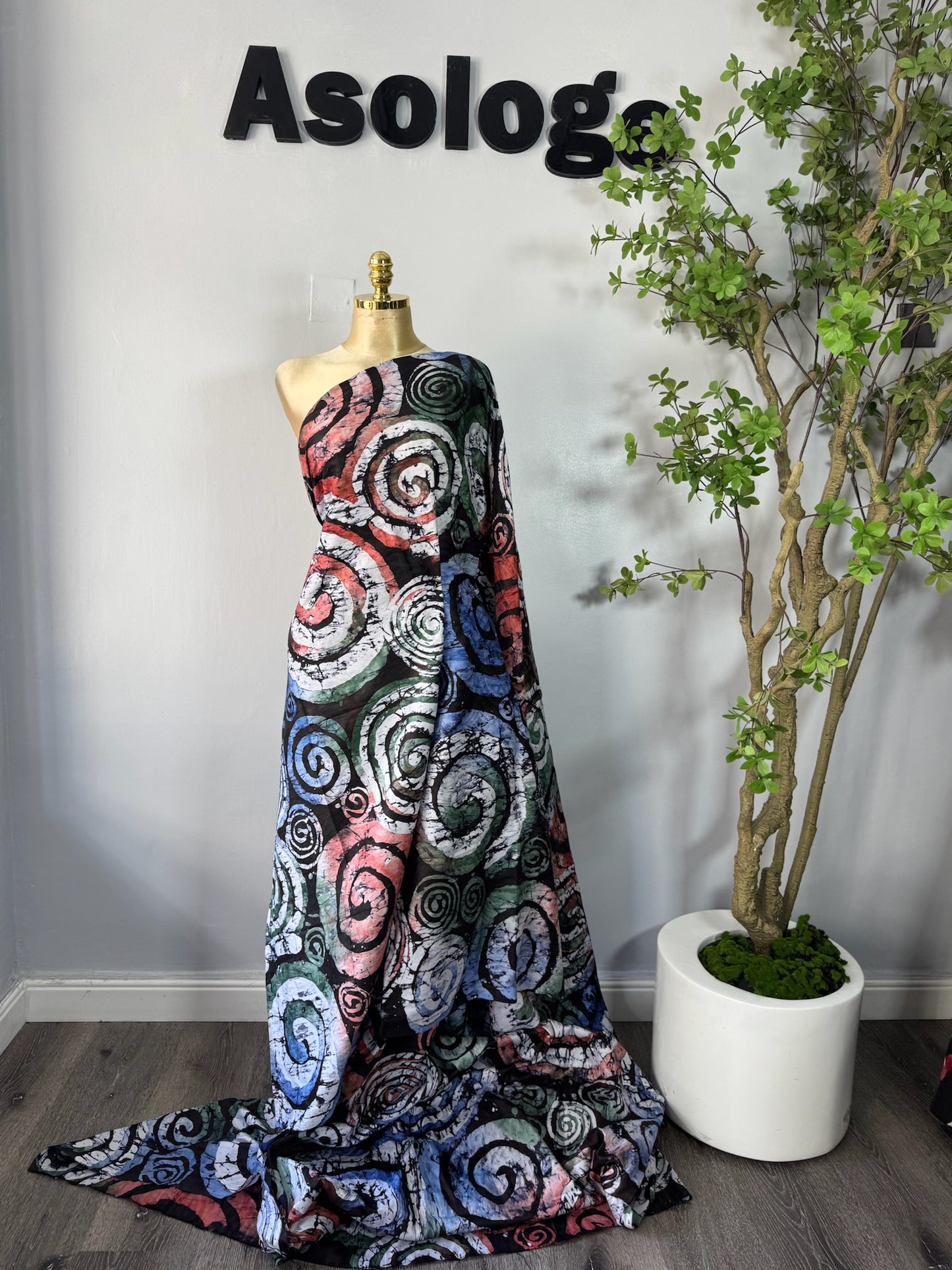 Blue Coiled Adire soft Brocade