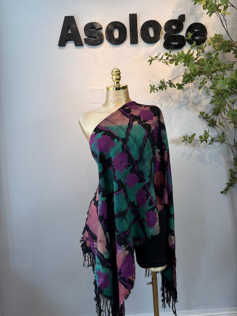 Mix Purple Adire Batik Shawl
