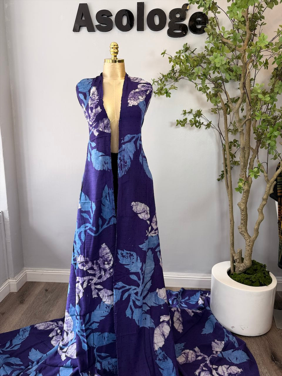 Blue Flower-Patterned Adire Cotton