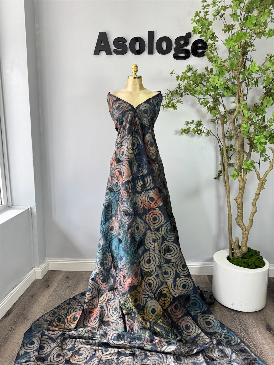 Dark Army Patterned Adire Silk