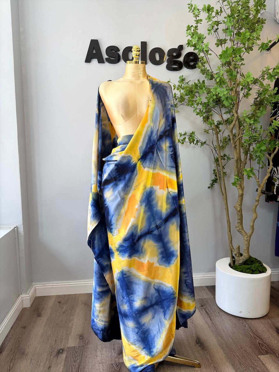 Baby Blue Adire Silk