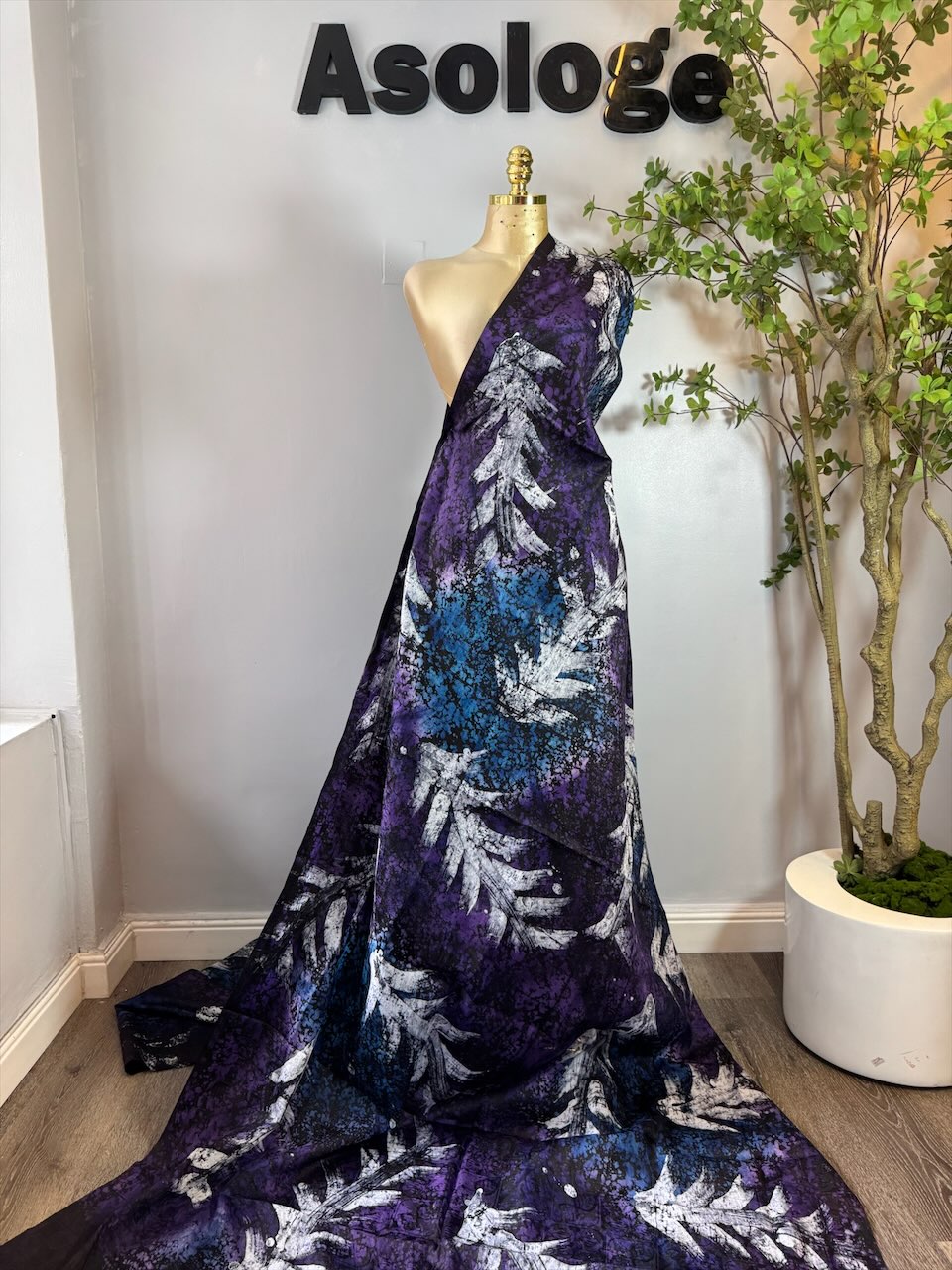Purple Leaf Adire Brocade