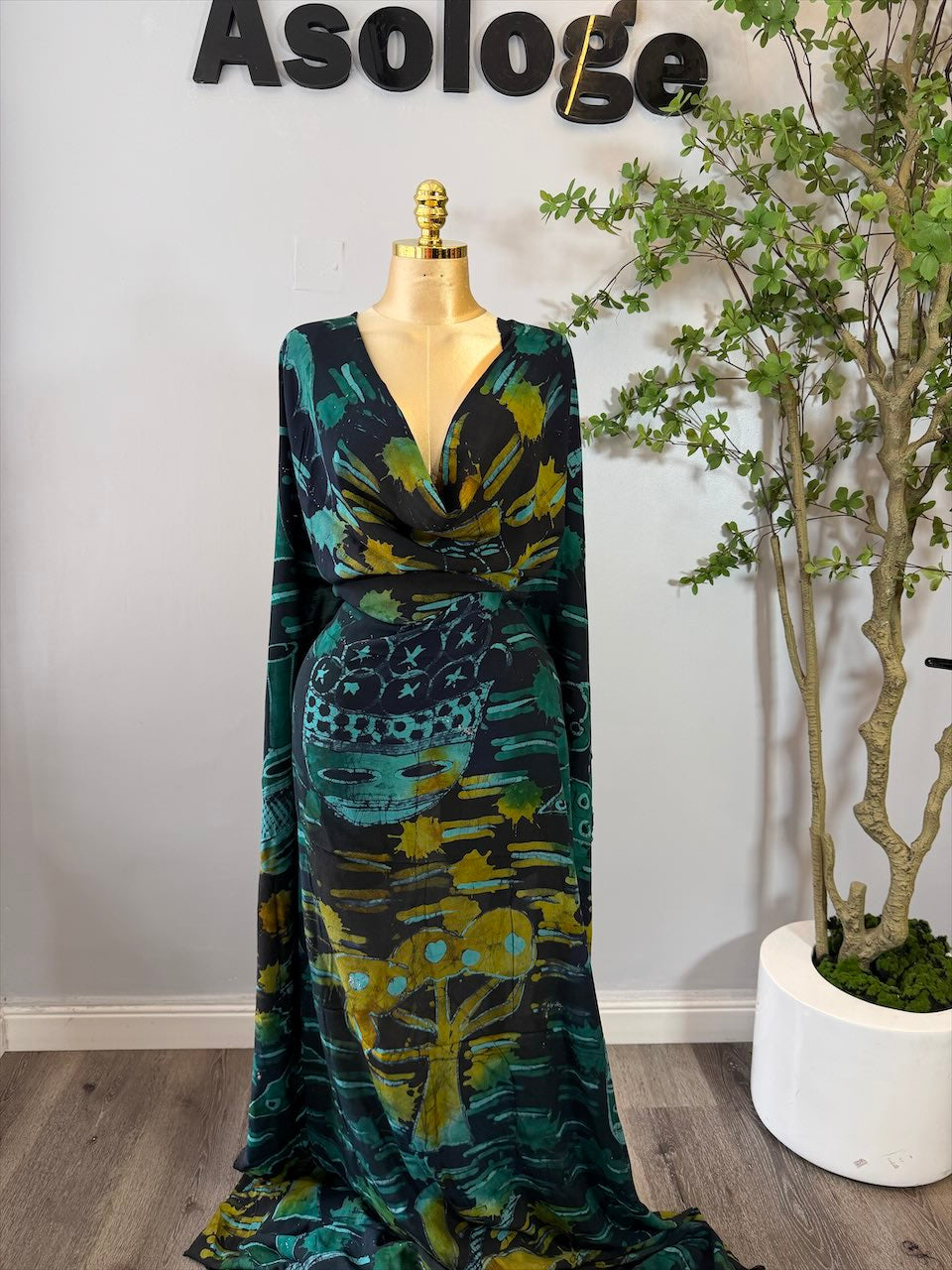 Forest Green Adire Crepe
