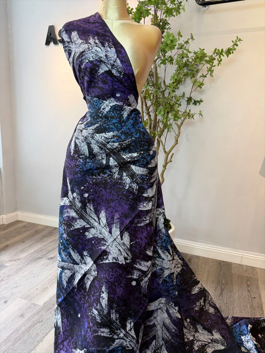 Purple Leaf Adire Brocade