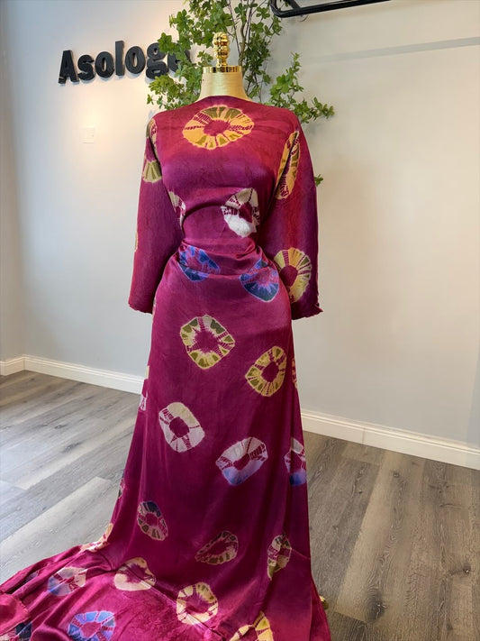 Pink circles Adire silk