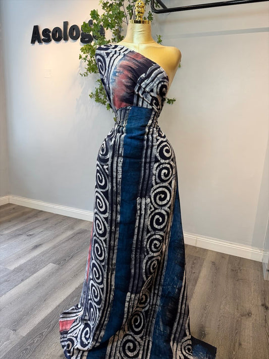 Dark Blue Coils Chiffon