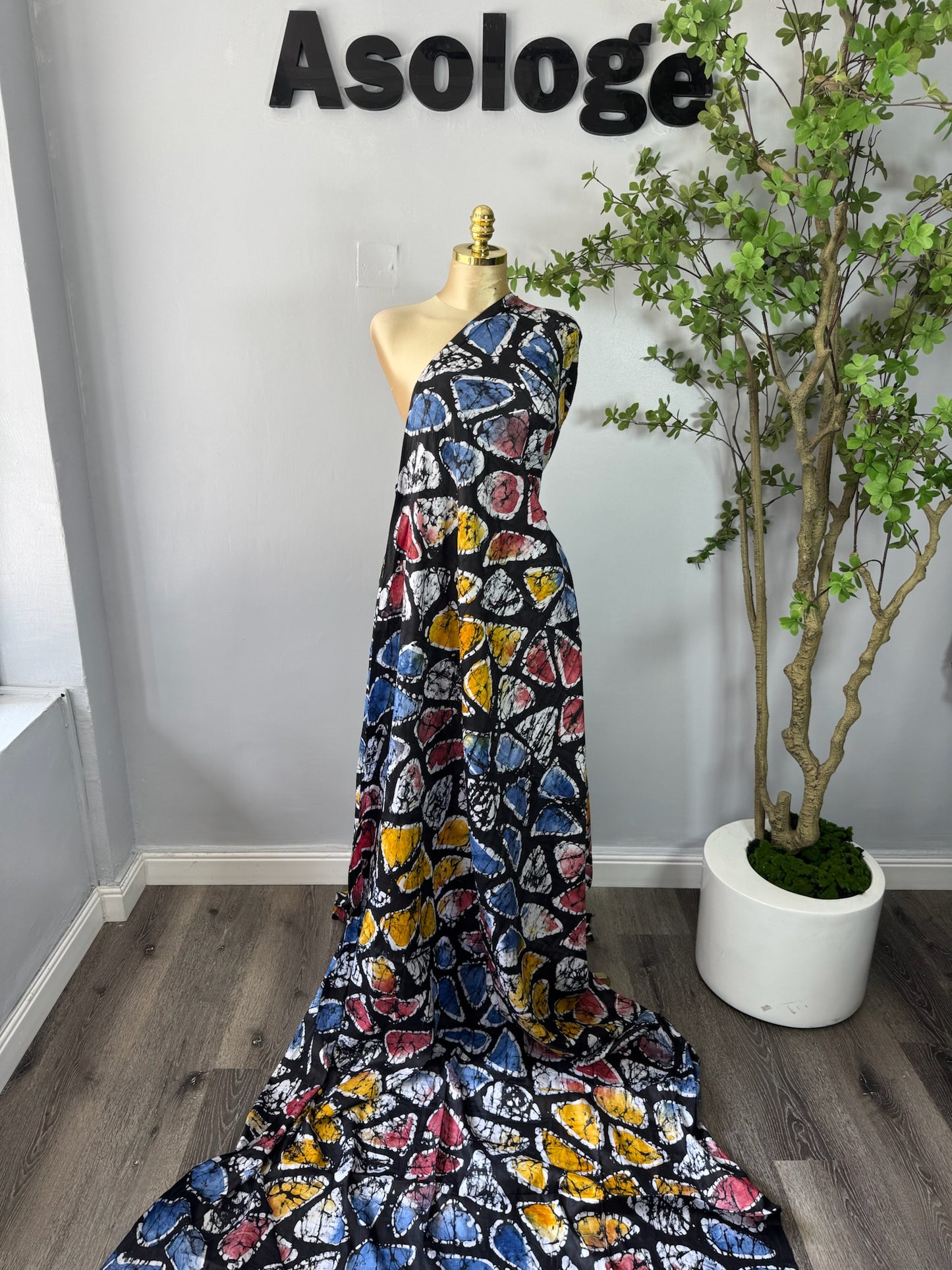 Red Blocks Adire Brocade