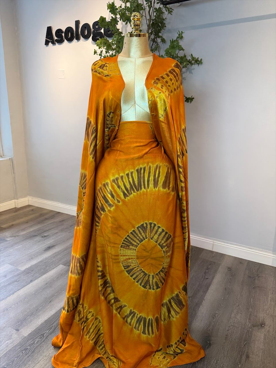 Burnt mustard Adire Silk