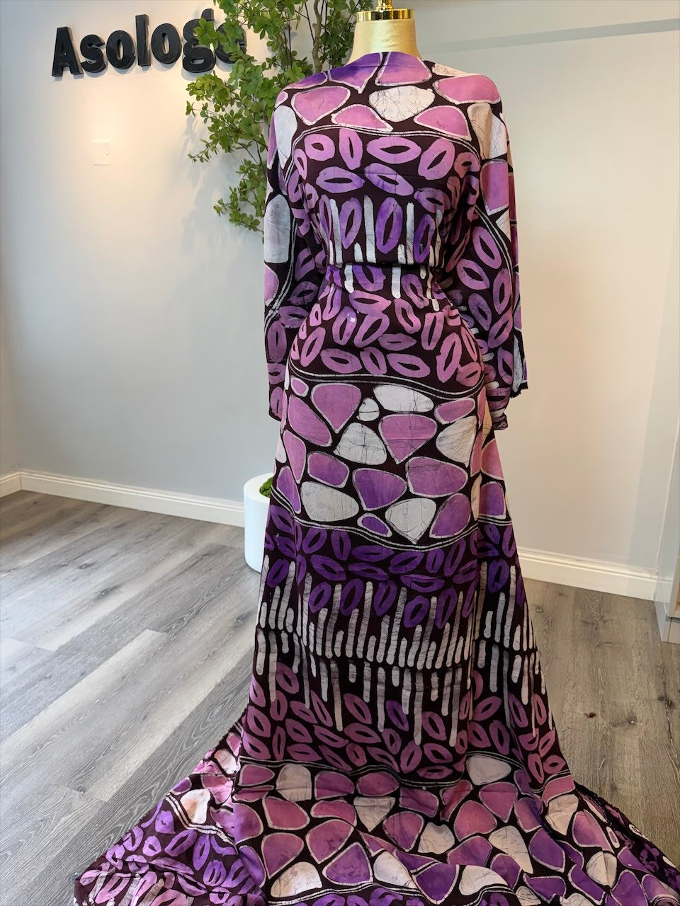 Purple Pods Adire Chiffon