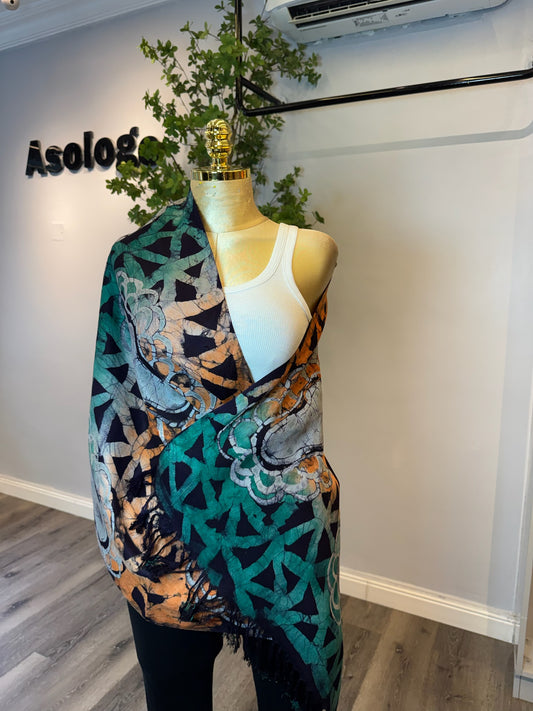 Yellow flow Adire Scarf