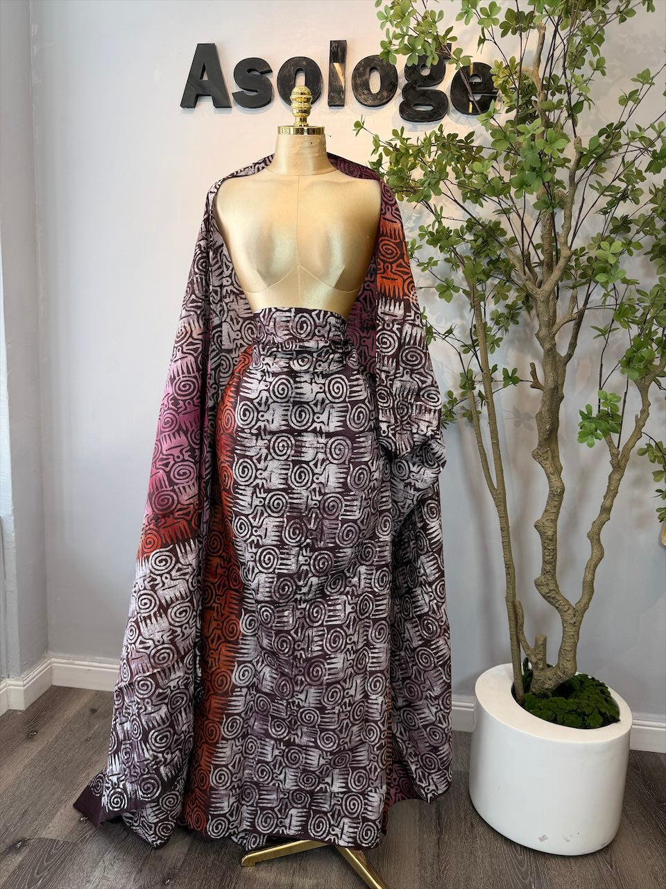 Dark brown handmade batik adire