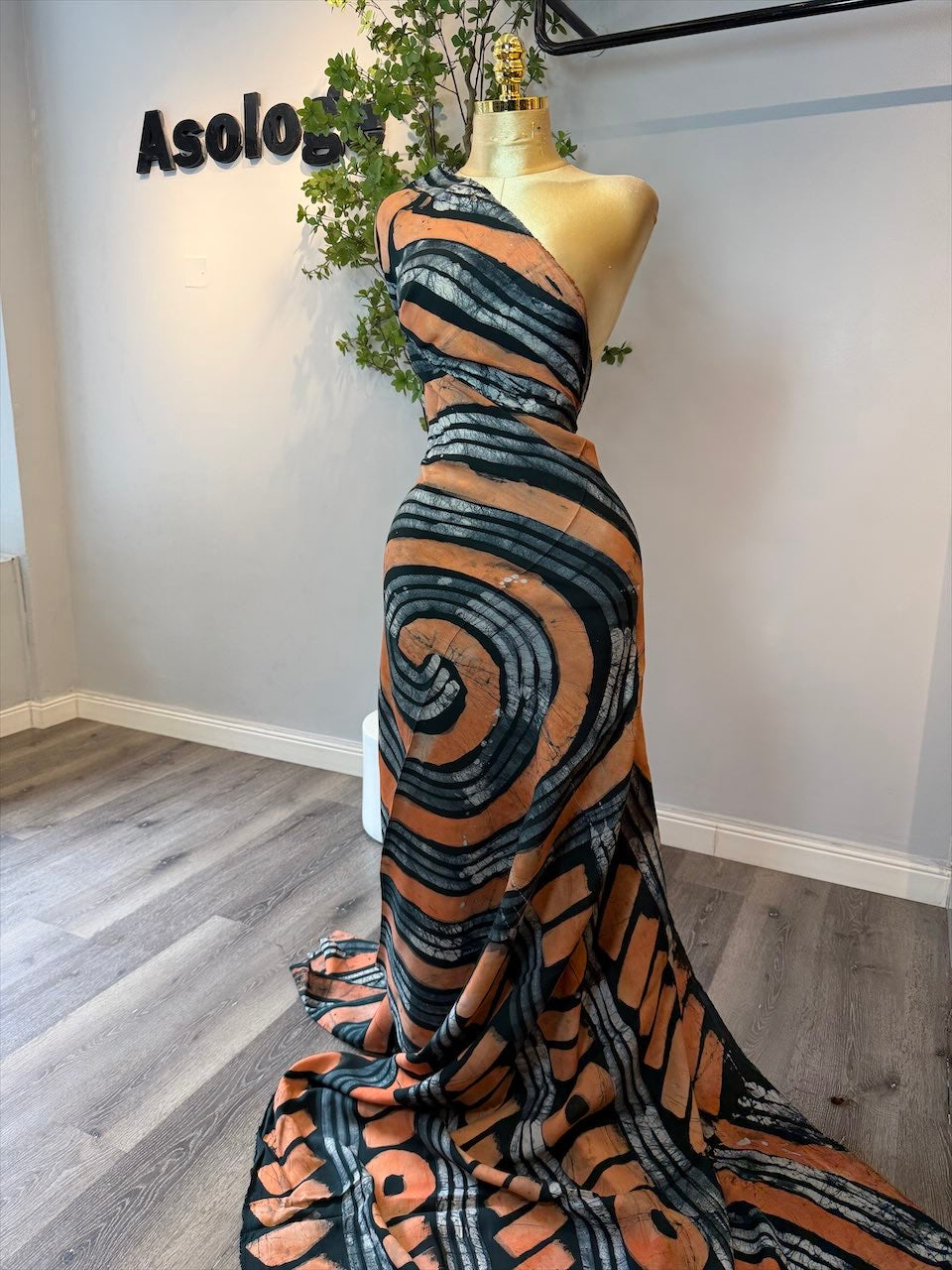 Light Orange Adire Chiffon