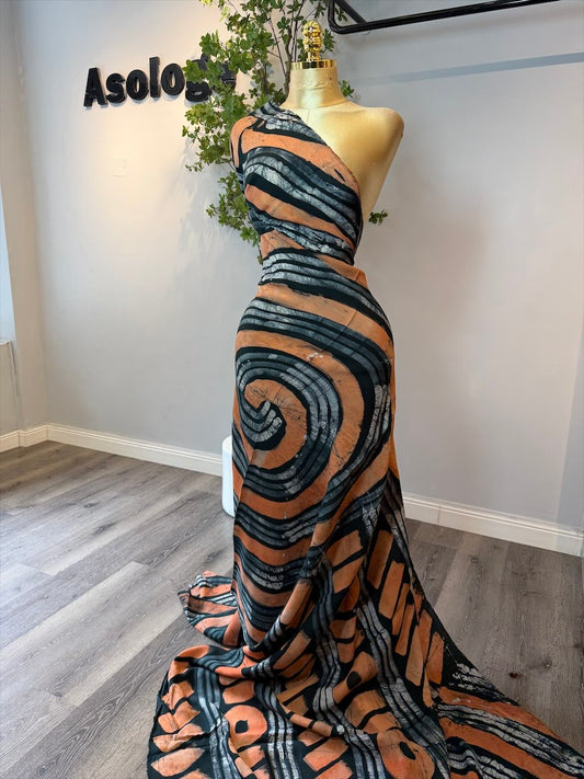 Light Orange Adire Chiffon