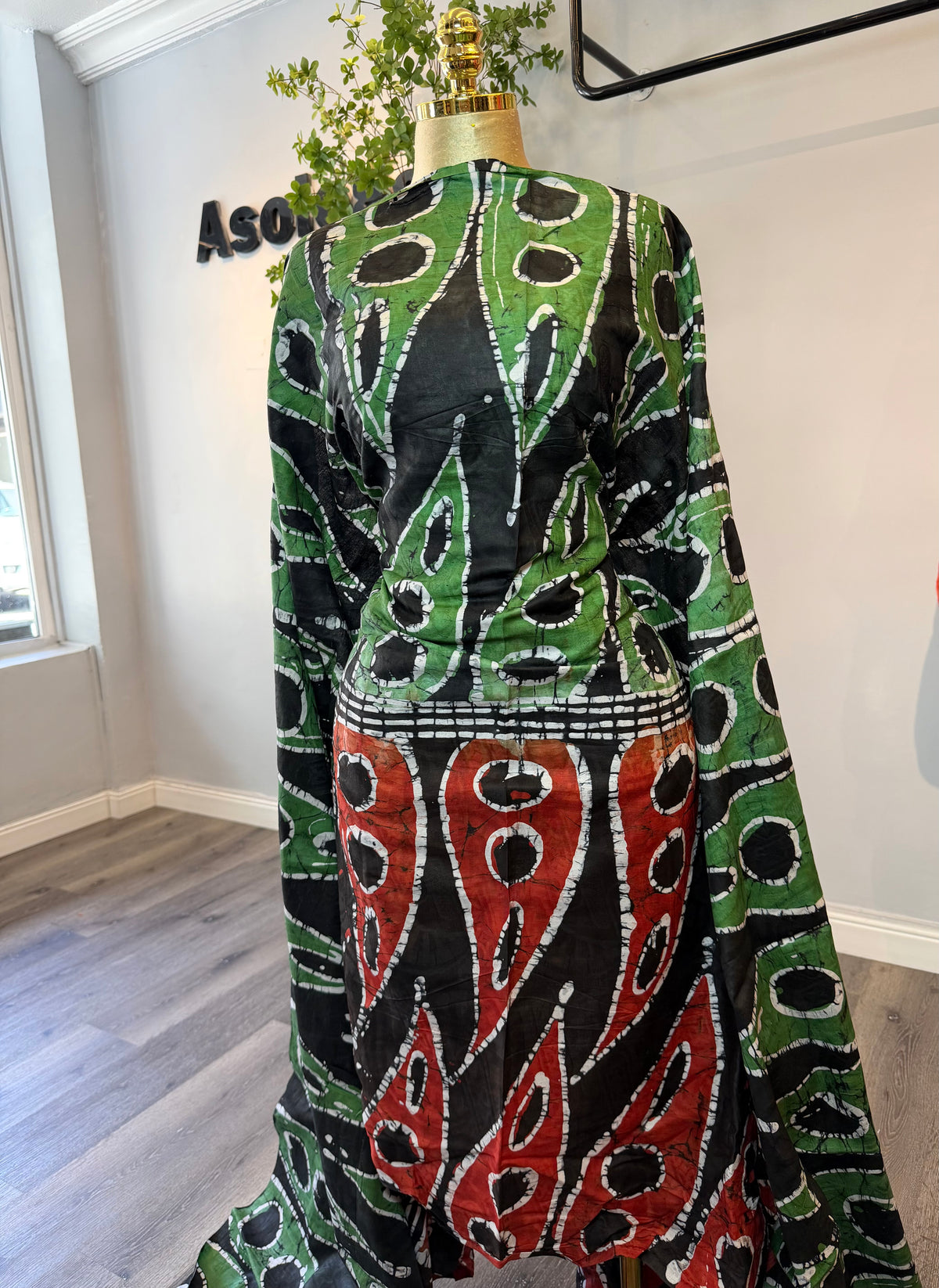 Green-Red Adire Brocade