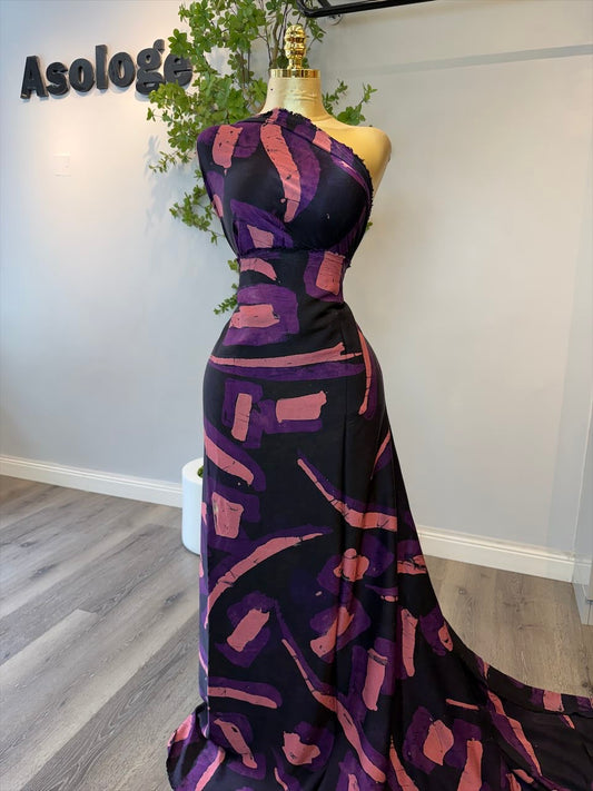Mix Purple Patterned Silk