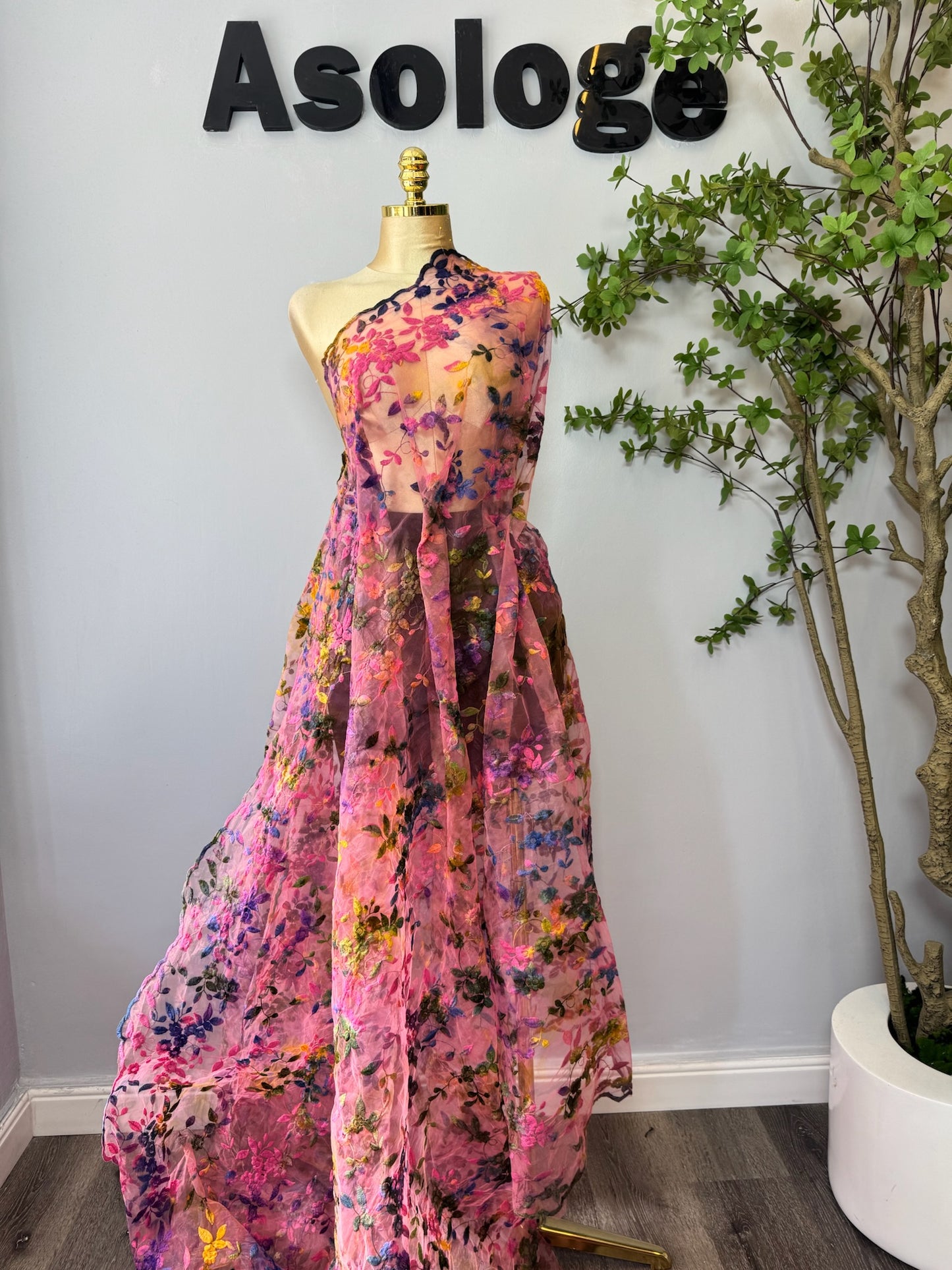 Pink Flower Adire Lace