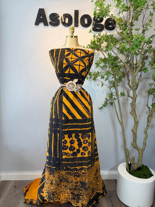 Yellow Batik Adire Cotton Lace