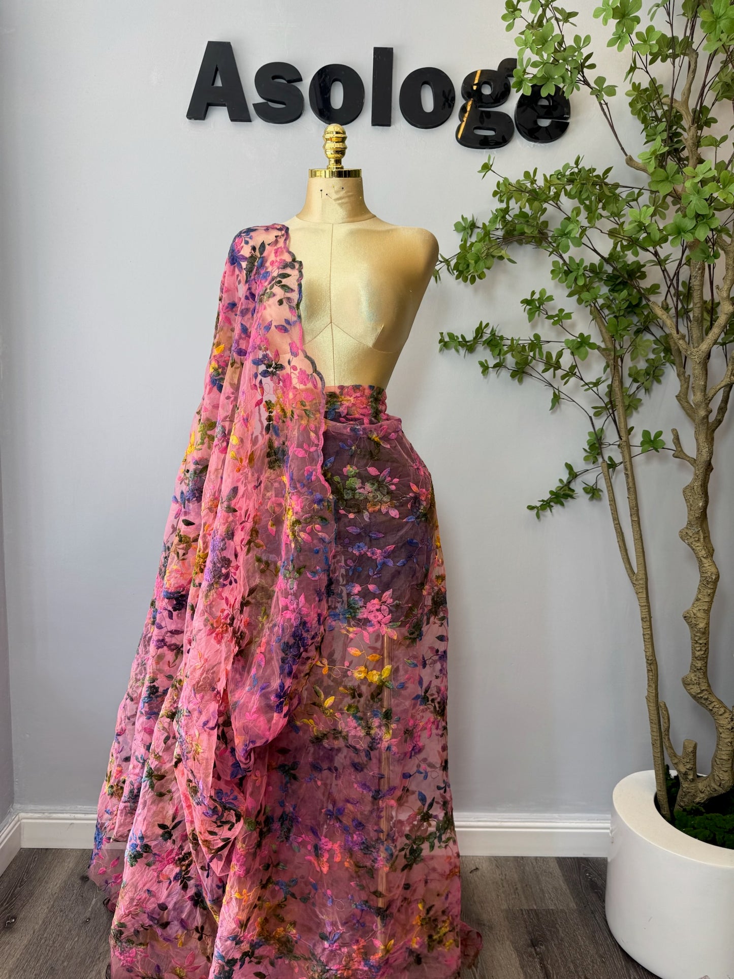Pink Flower Adire Lace