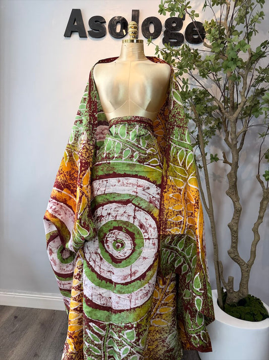 Bright Flower Adire brocade