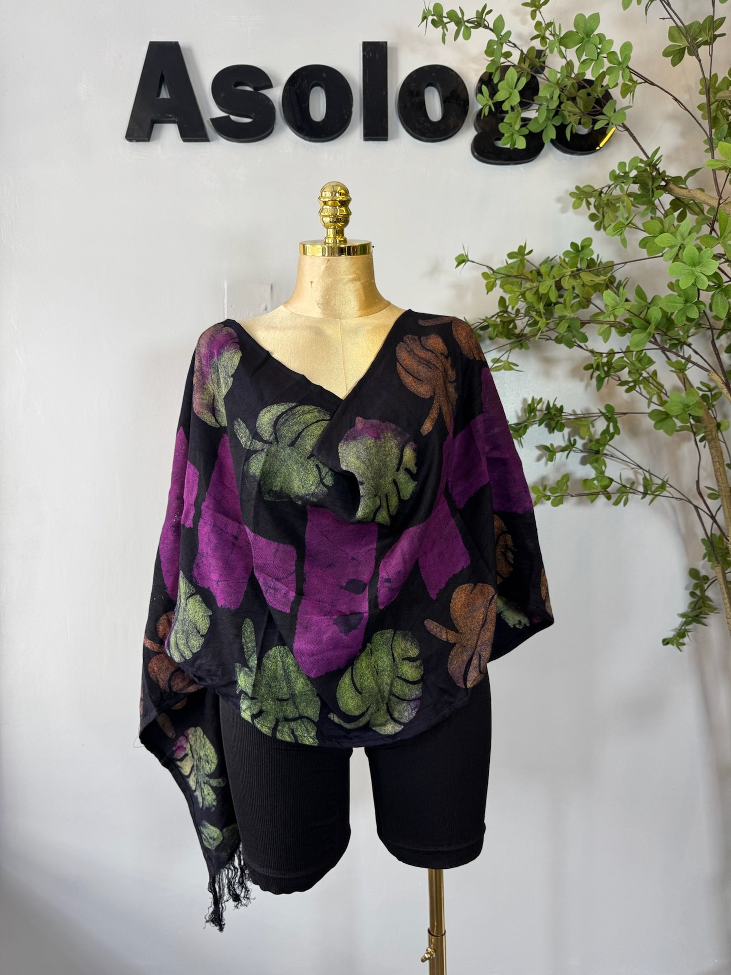 Purple flower Adire Scarf