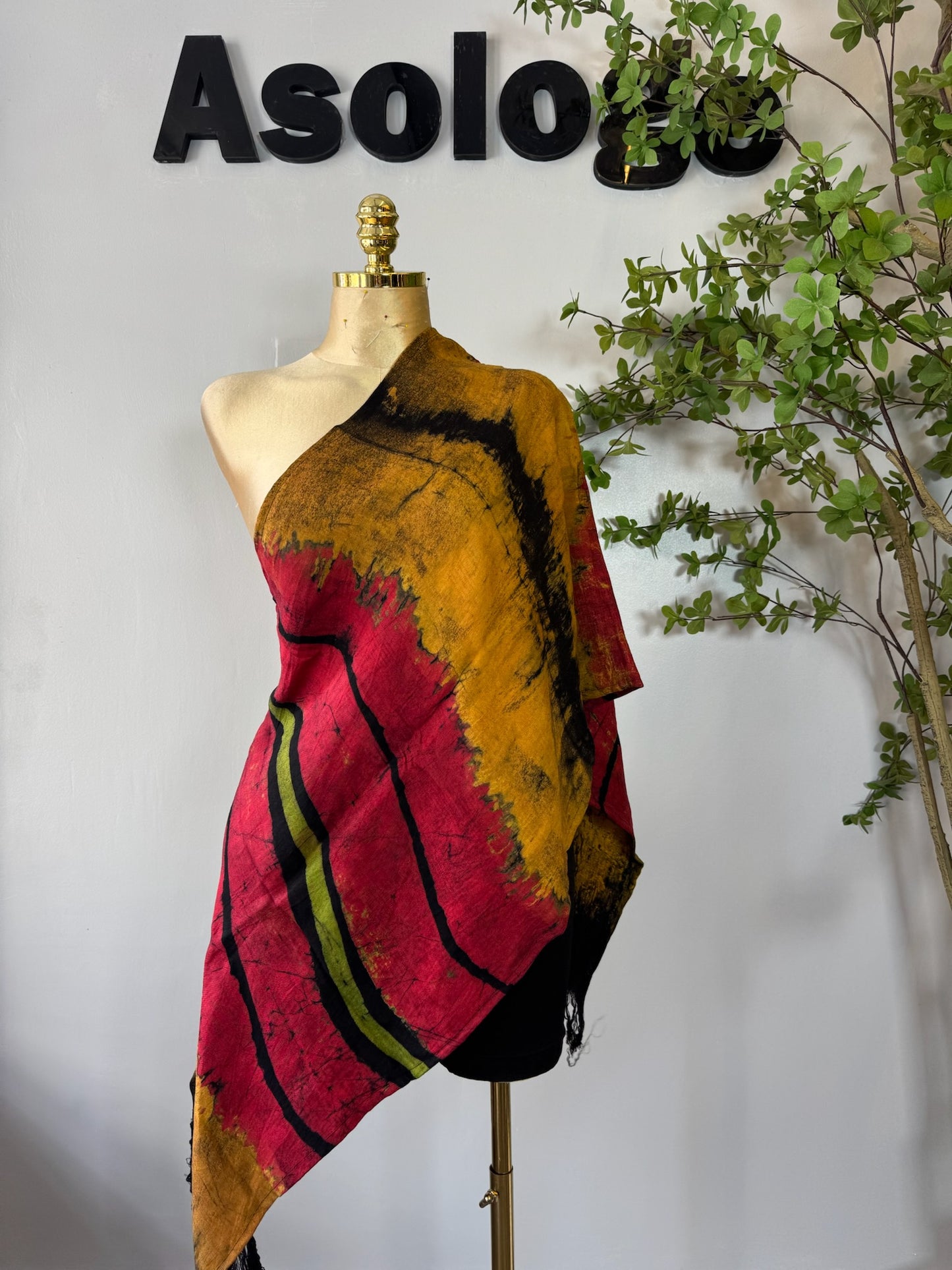 Yellow flow Adire Scarf