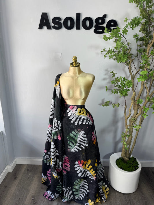 Multicolor Leafy Adire Brocade