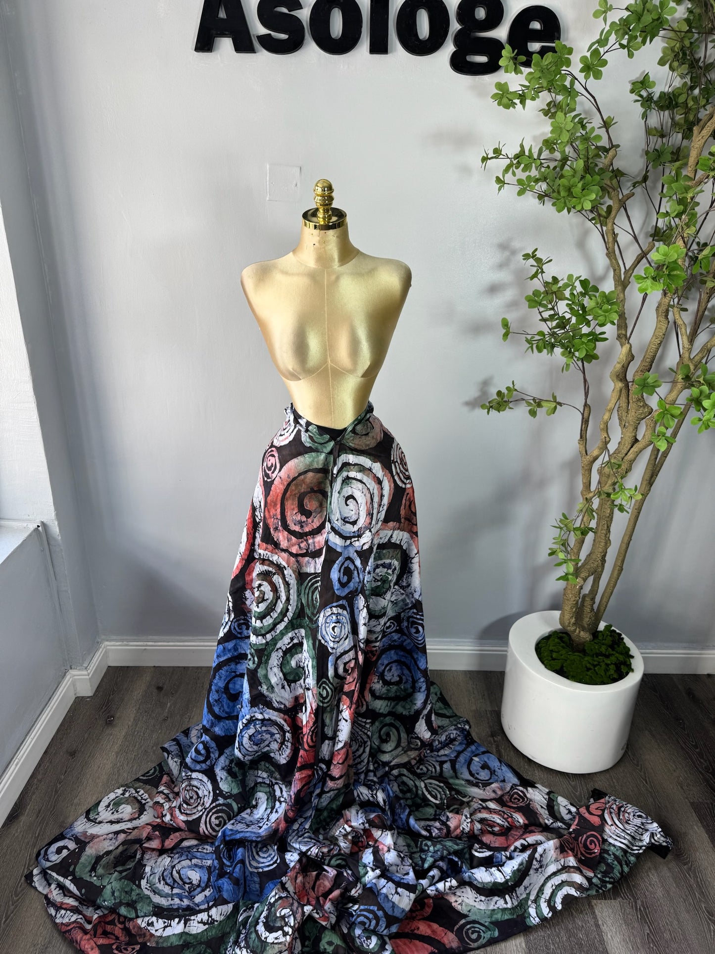 Blue Coiled Adire soft Brocade