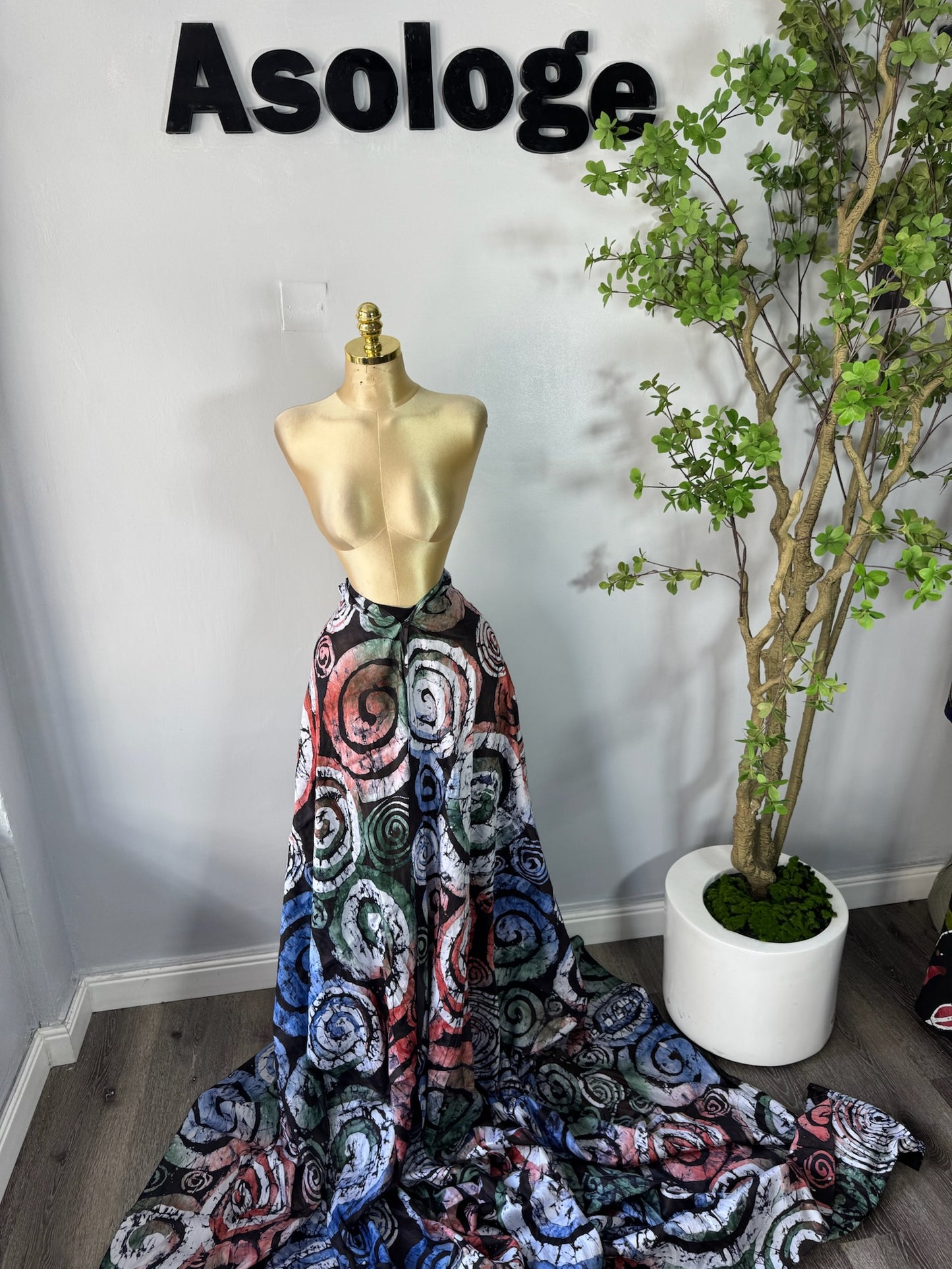 Blue Coiled Adire soft Brocade