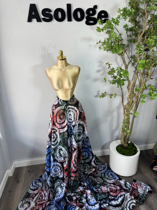 Blue Coiled Adire soft Brocade