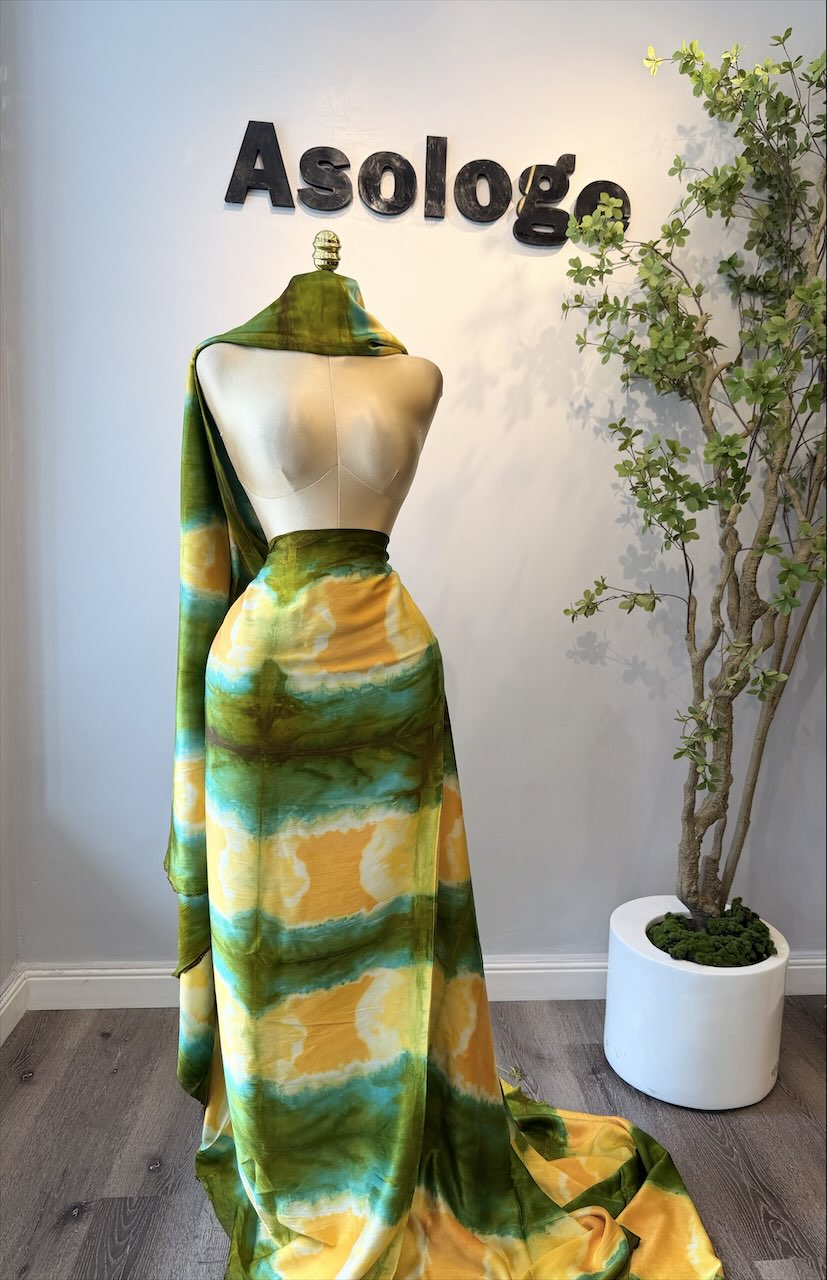 Bright Green Adire Silk