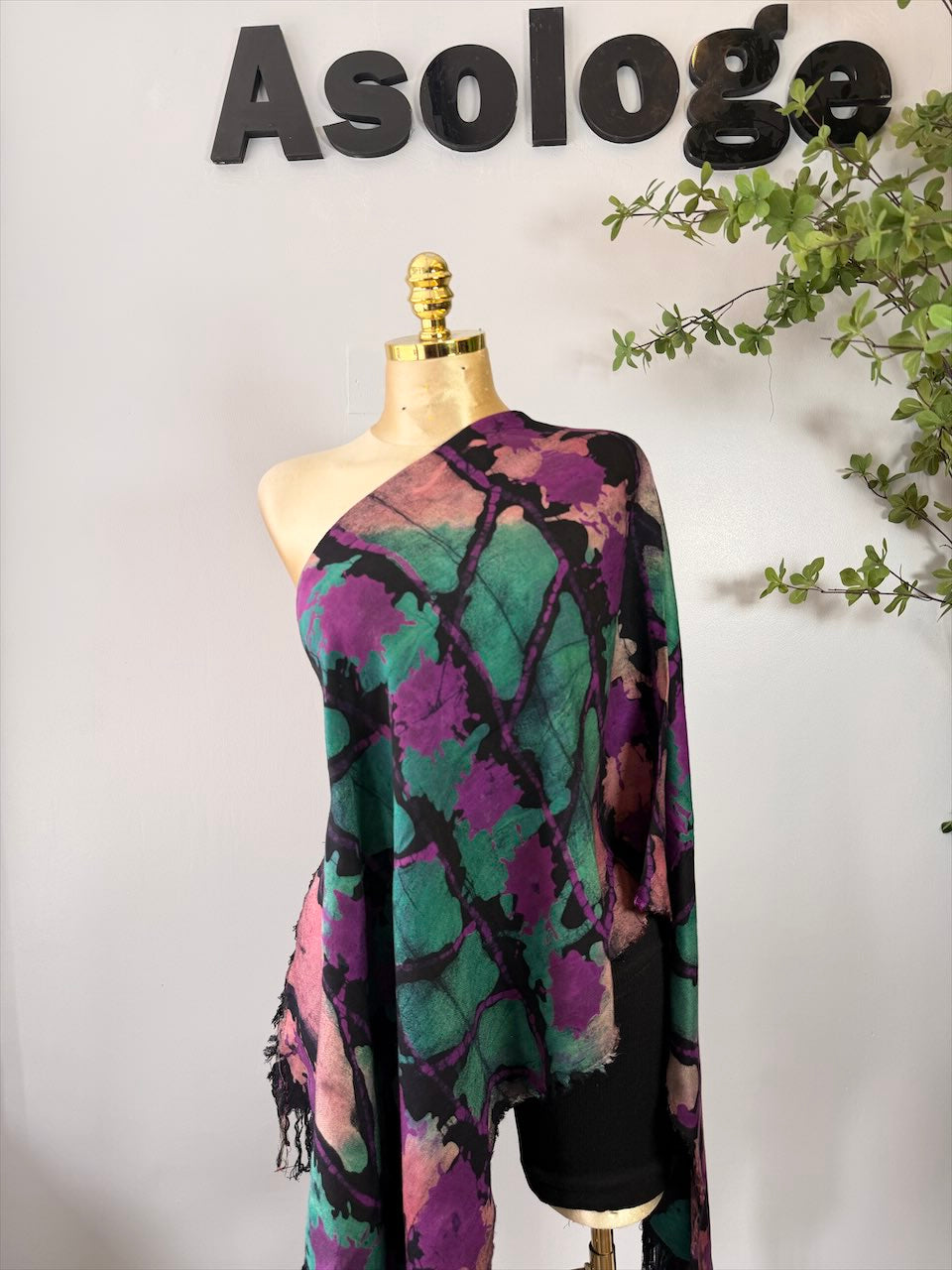 Mix Purple Adire Batik Shawl