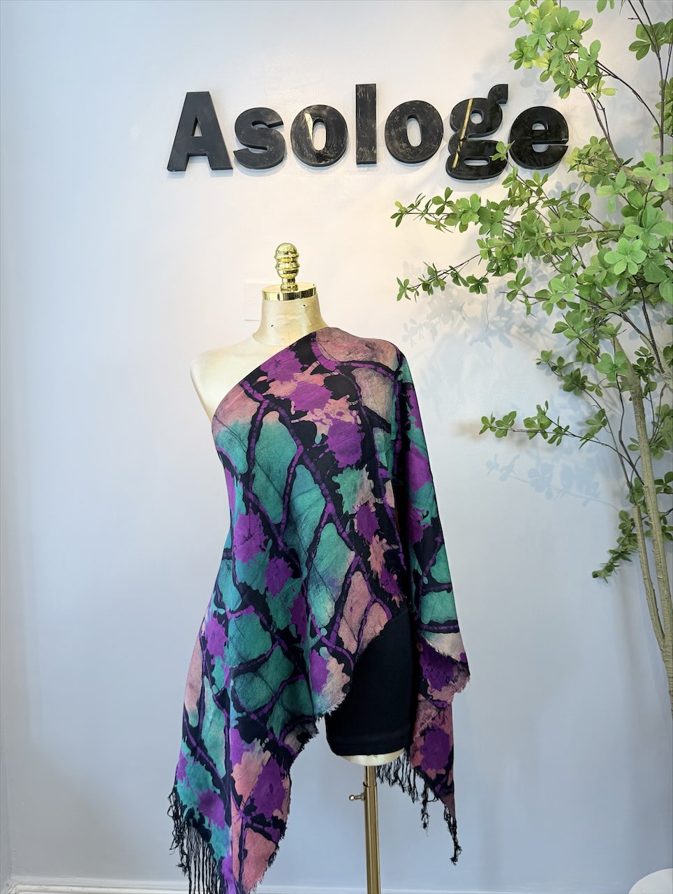 Mix Purple Adire Batik Shawl