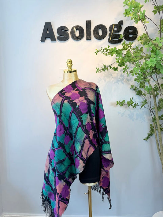 Mix Purple Adire Batik Shawl