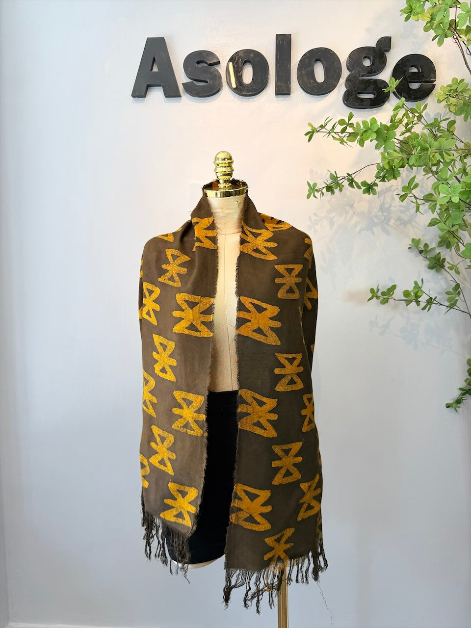 Hand-Dyed Yellow Adire Shawl