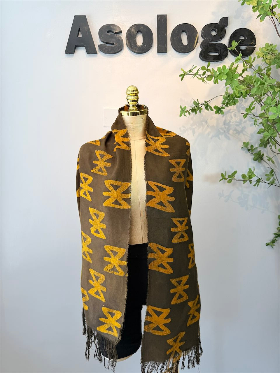 Hand-Dyed Yellow Adire Shawl