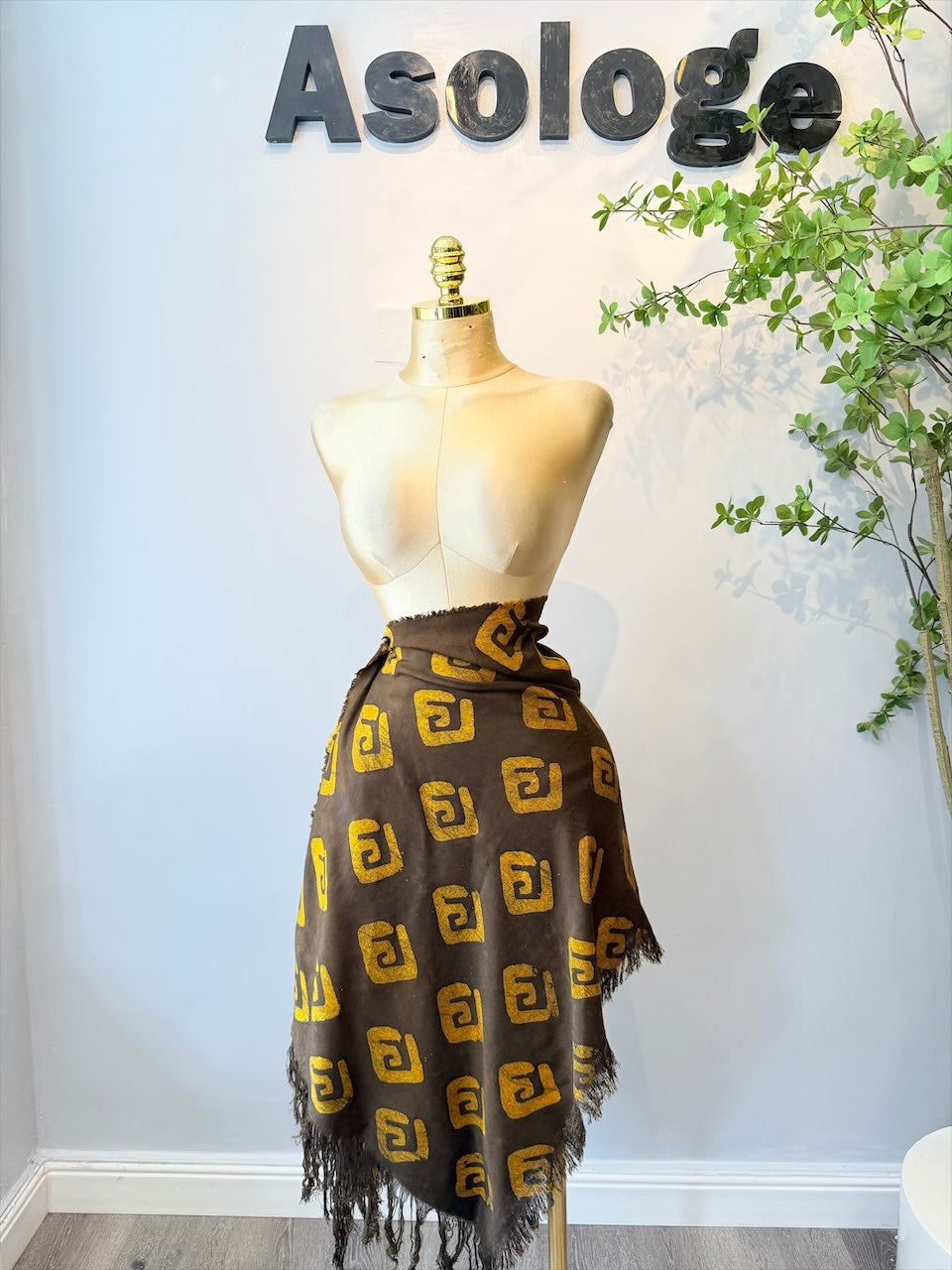 Hand-Dyed Yellow Adire Shawl