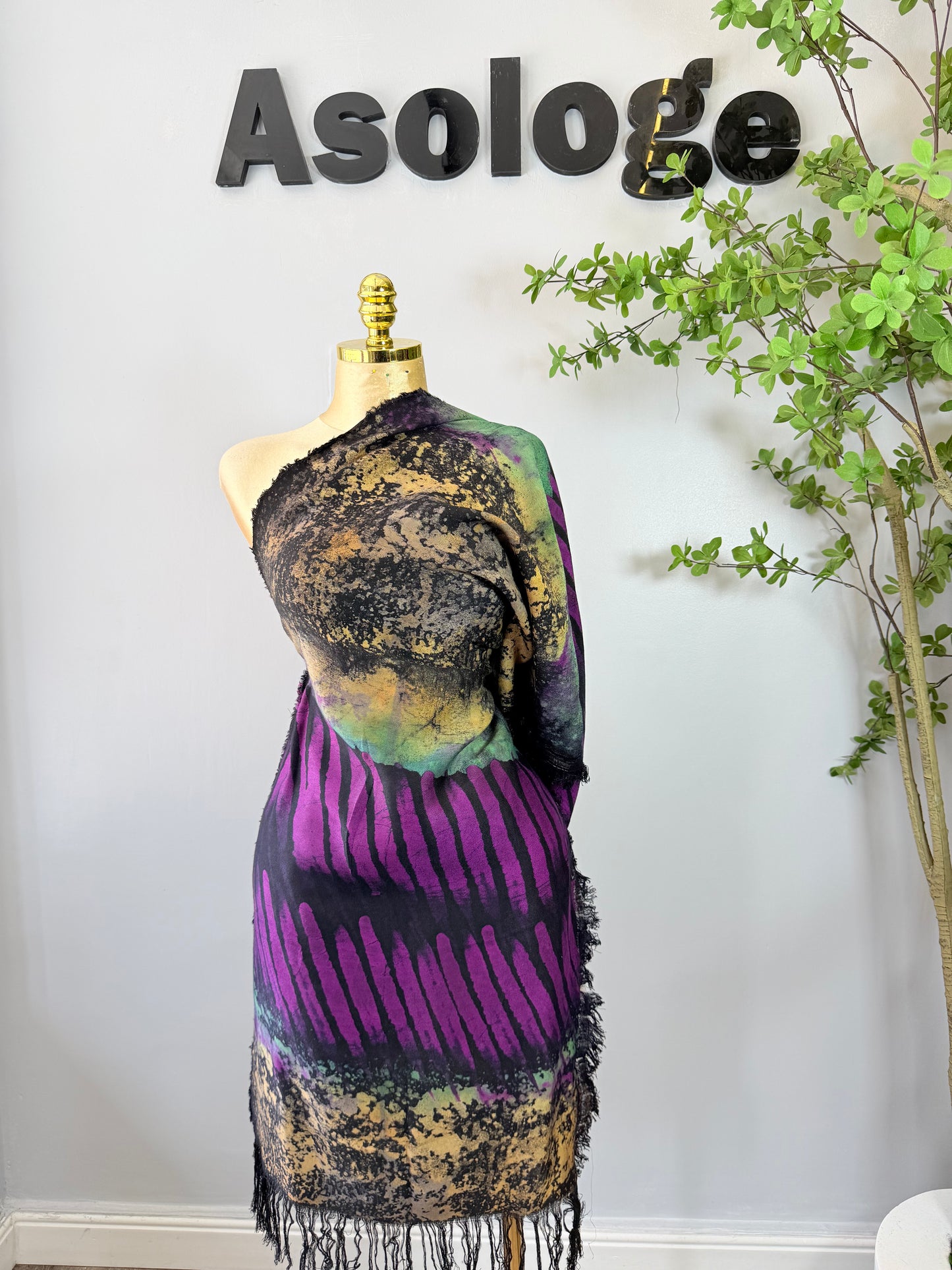 Purple Hand-Dyed Adire Scarf