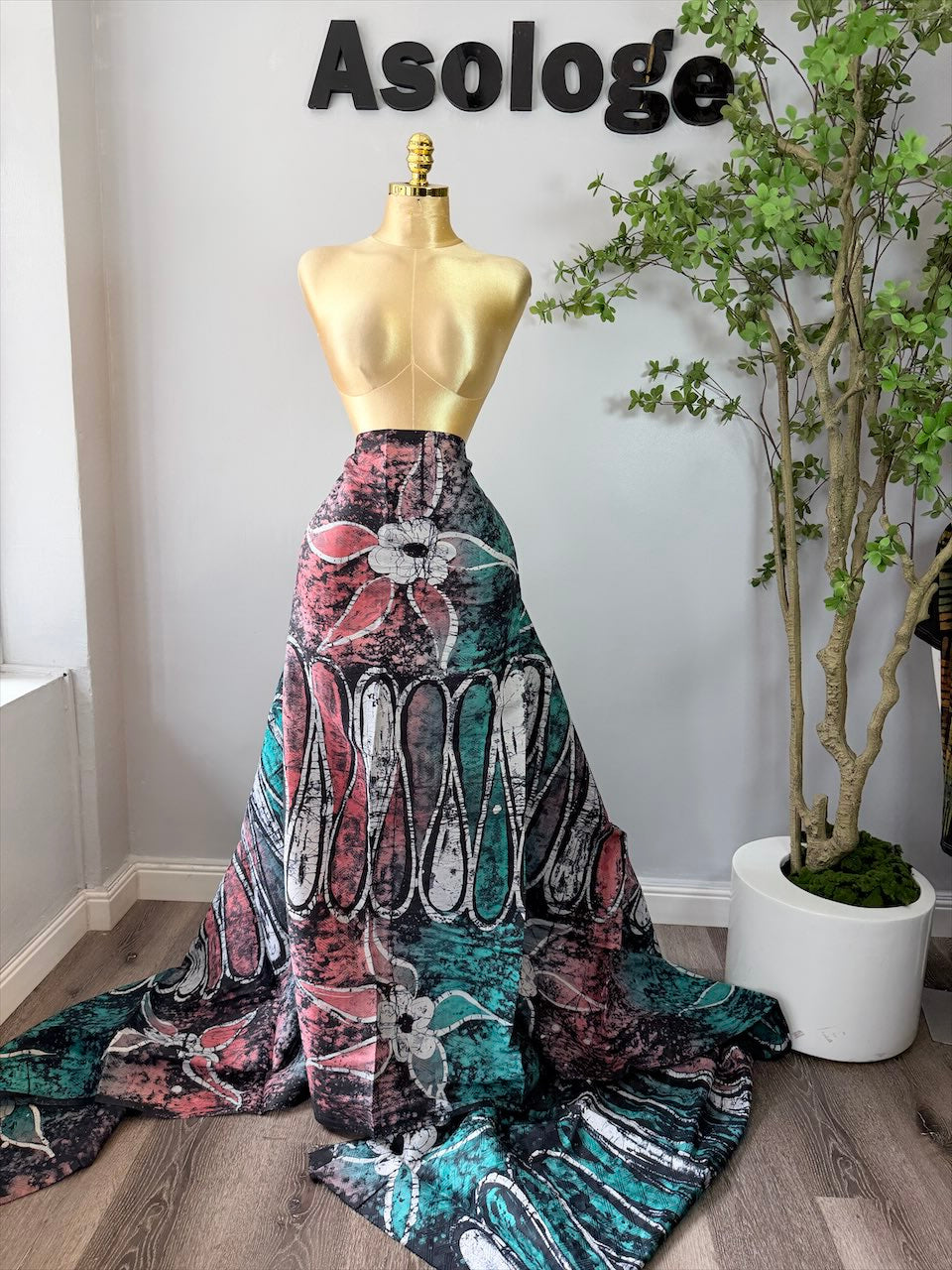 Green Bold Patterned Adire