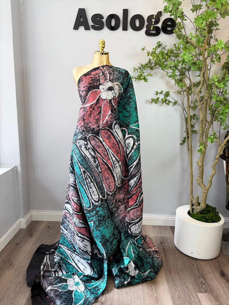 Green Bold Patterned Adire