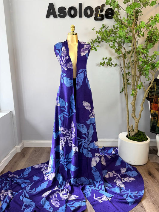 Blue Flower-Patterned Adire Cotton