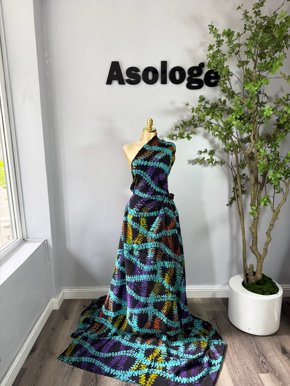 Wave Design Adire Chiffon