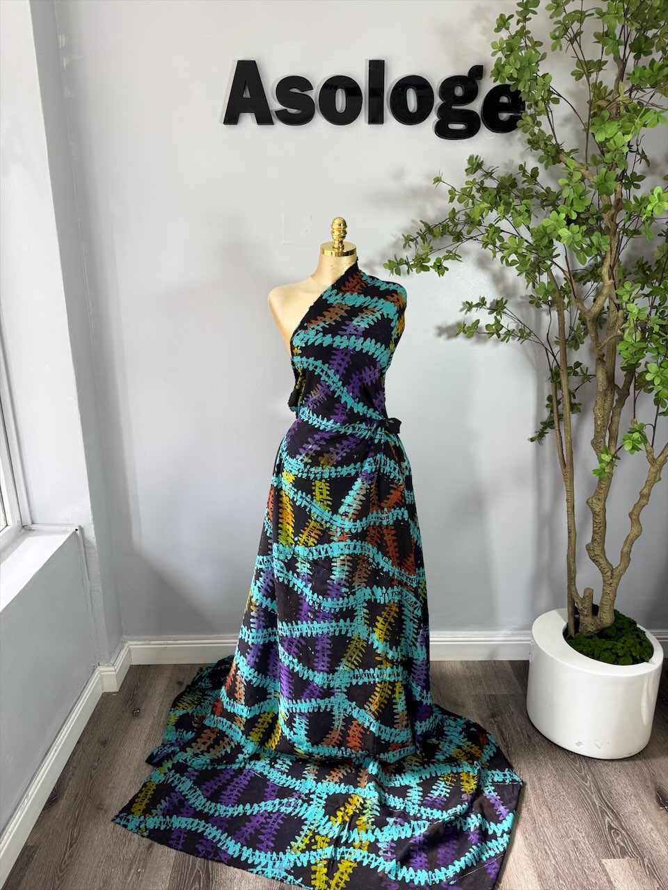Wave Design Adire Chiffon