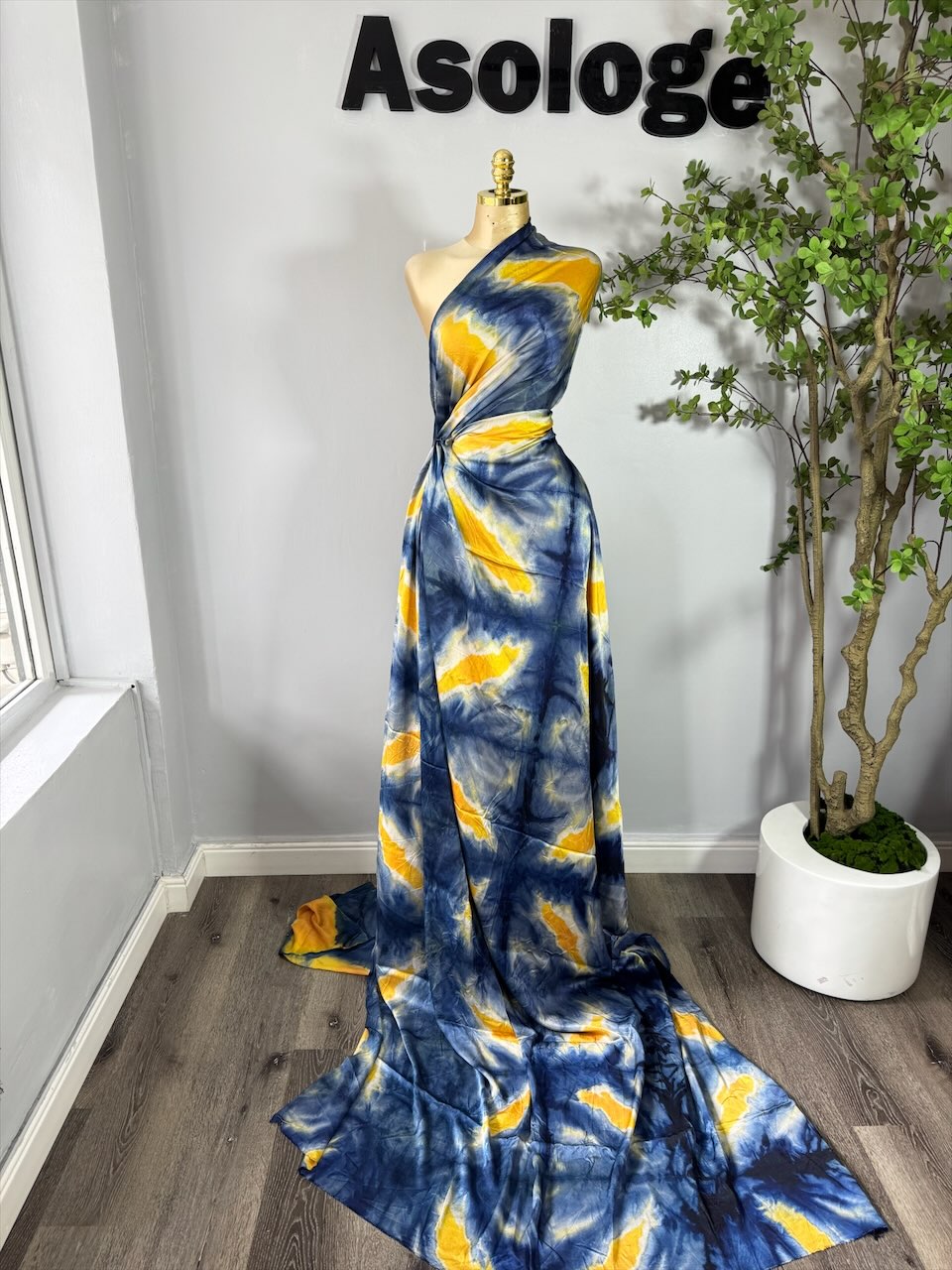 Baby Blue Adire Silk