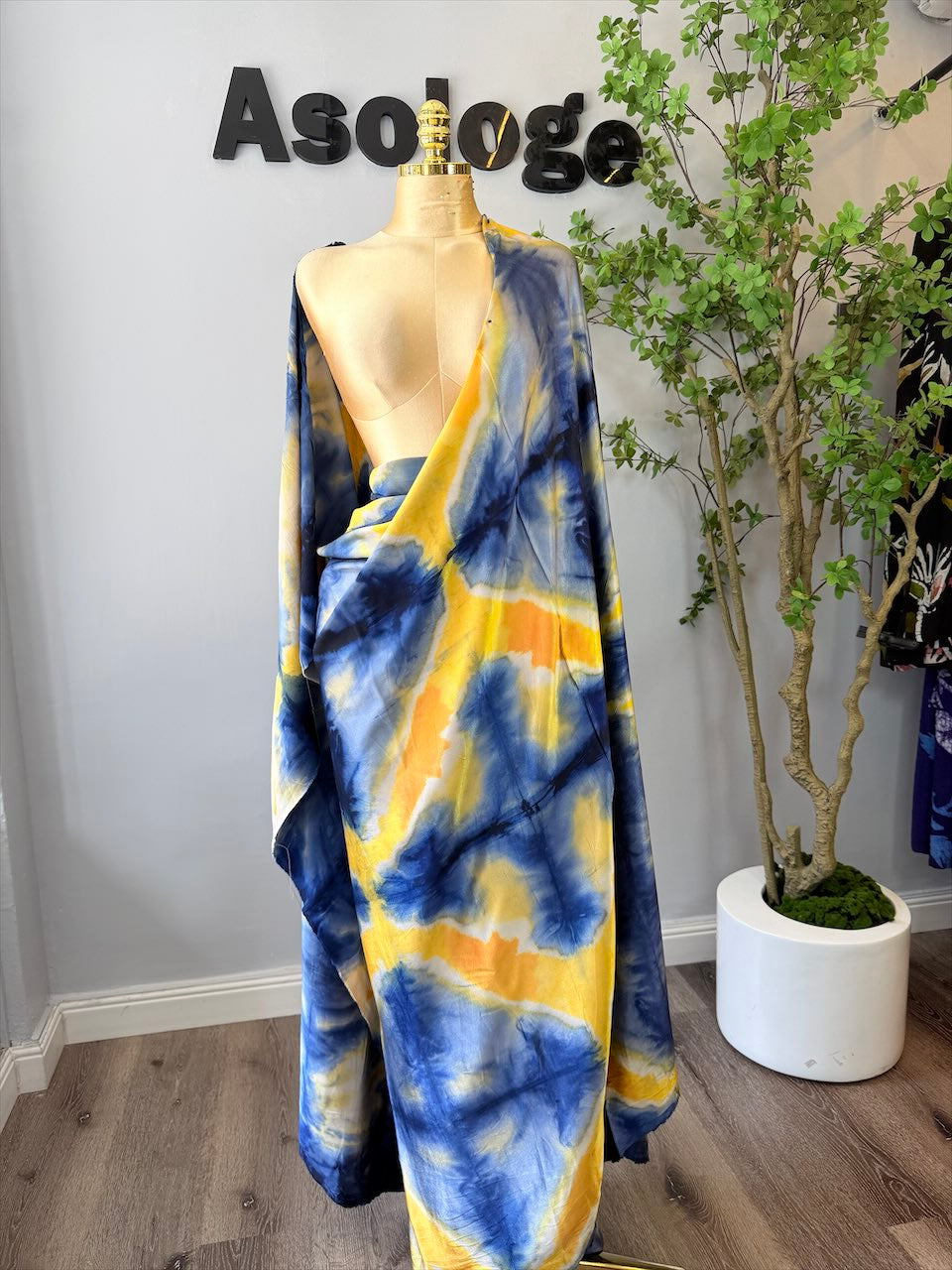 Baby Blue Adire Silk