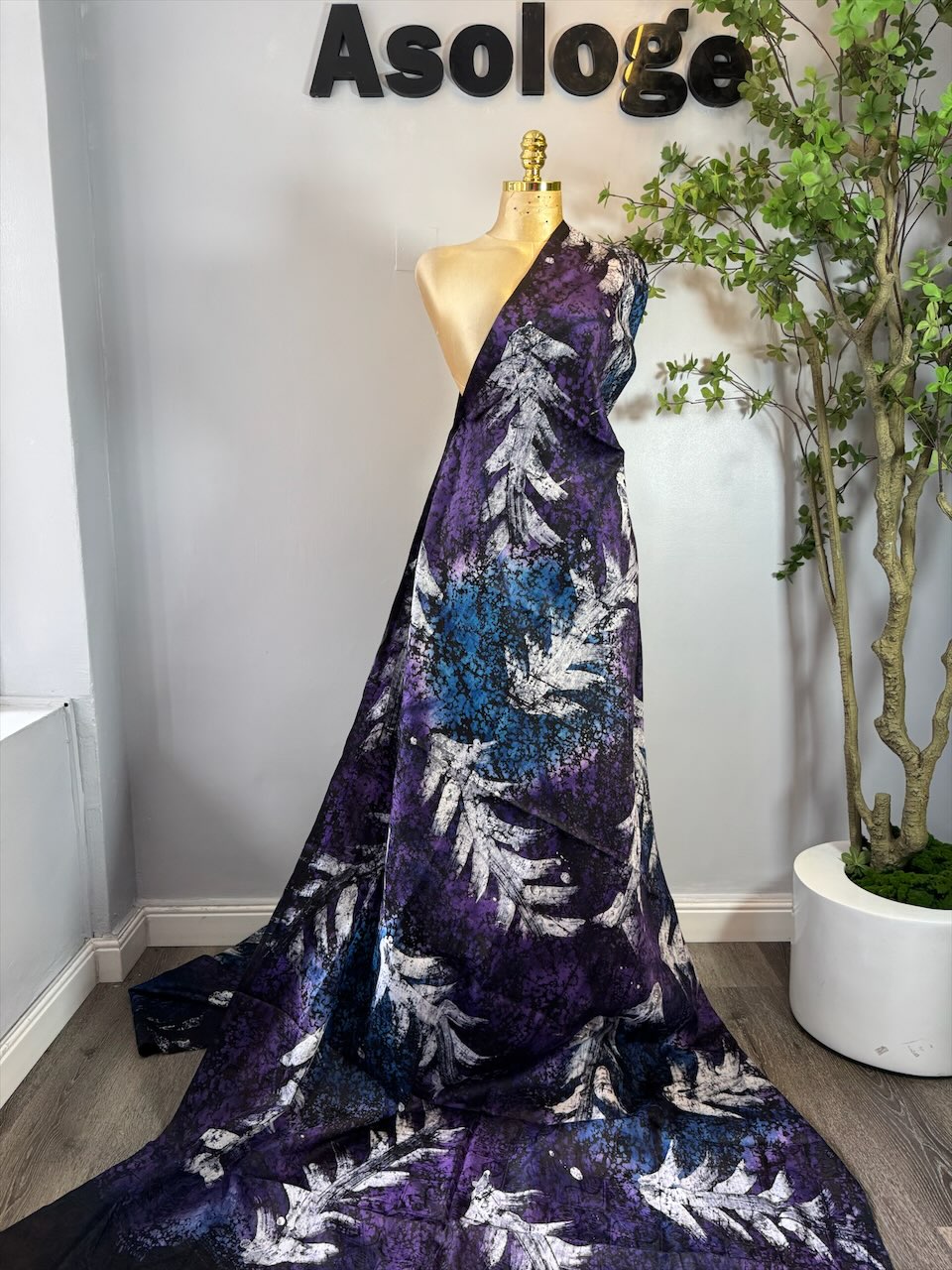 Purple Leaf Adire Brocade