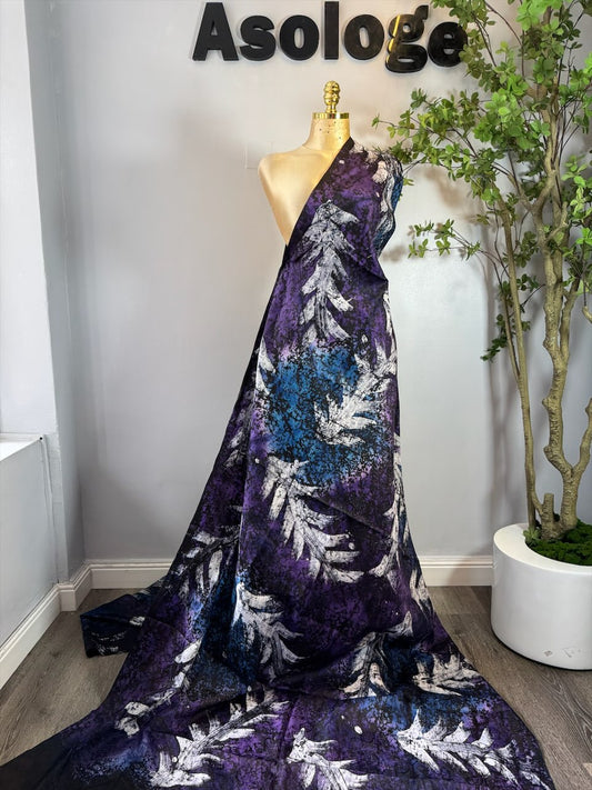 Purple Leaf Adire Brocade